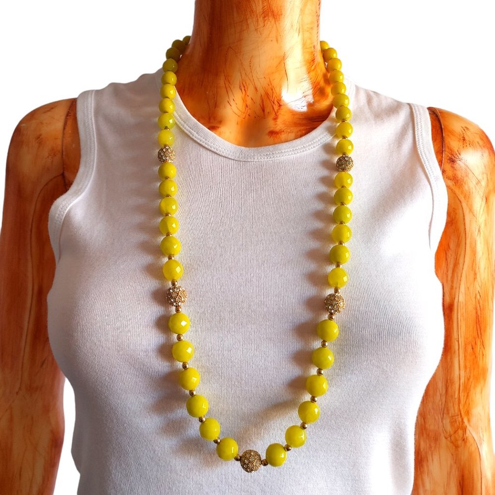 KATE SPADE neon yellow globe statement necklace